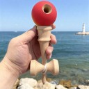 Kendama Regnbue 18,5 cm Valnøddetræ Mat kugle 6 cm Japansk spil med kugle på snor Koordinations træning Til børn og voksne 7