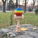 Kendama Regnbue 18,5 cm Valnøddetræ Mat kugle 6 cm Japansk spil med kugle på snor Koordinations træning Til børn og voksne 11