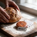 Brotmesser mit runder Holzgriff 4,5 cm Beidseitige Rasierklinge 5 Klingen Holz und Edelstahl für Sauerteigbrot 4