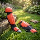 Knieschützer und Schienbeinschützer 2 Stück 64 x 22 cm PVC-Schale Verstellbare Riemen Für Rasenmähen, Freischneiden und Gartenarbeit 2