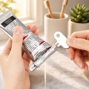 Fogkrém kinyomó 3 db Forgatható kulcsok a tubusok kinyomásához 7,9 x 3,4 cm Rozsdamentes acél Ezüst Krémekhez és kenőcsökhöz Fürdőszobába és műhelybe 2