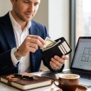 Dunne kaarthouder met RFID-bescherming 6 vakken en bankbiljettenvak PU leer Zwart Minimalistische portemonnee voor de voorzak 4