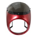 Kapotáž predného svetla na motocykel S veterným štítom Otvor 173 mm Výška 340 mm Červená lesklá Cafe Racer Retro Honda 1
