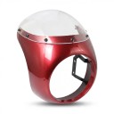 Kapotáž predného svetla na motocykel S veterným štítom Otvor 173 mm Výška 340 mm Červená lesklá Cafe Racer Retro Honda 7