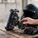 Joyroom Telefonholder til motorcykel og cykel med vibrationsdæmpning Til telefoner 4,7–7 tommer Styr 18–34 mm Sikkerhedslås Aluminium og ABS Sort 3
