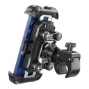 Joyroom Telefonholder til motorcykel og cykel med vibrationsdæmpning Til telefoner 4,7–7 tommer Styr 18–34 mm Sikkerhedslås Aluminium og ABS Sort 6