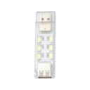 Lampka LED USB 12 LED Zimne białe światło Obustronne świecenie 70 x 21 x 10 mm 5 V Przezroczysta Przejrzysta USB Do powerbanki i laptopa 1
