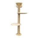 Sisal-Säule für Katzen mit Saugnäpfen 1 m mit 2 runden Plattformen 30 cm und Basis Massivholz und Sisal Kletter-Säule für das Fenster 1