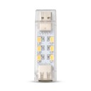 USB LED lampe 12 LED Varm hvidt lys Dobbelt lys 70 x 21 x 10 mm 5 V Gennemsigtig Gennemgående USB Til powerbank og bærbar 1