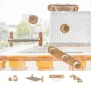Fensterteile-Set für Katzen mit Saugnäpfen Kapseln Hängematten Leitern und Sisal-Säulen Massivholz Kletterspielplatz am Fenster 1