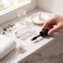6 Stück leere Mascara-Tuben 0,8 ml Kunststoff nachfüllbare Fläschchen mit Bürste und Dichtungsstopfen Schwarzer Deckel Für Proben und Reisen 5