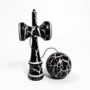 Kendama Krakelované sort med hvidt mønster 18 cm Valnøddetræ Japansk spil med bold på snor Træning af koordination For børn og voksne 3