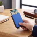 Funda metálica deslizante para tarjetas de pago con protección RFID 10,1 x 6,3 x 0,8 cm Para 5 a 6 tarjetas Cartera delgada 5