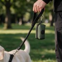 Funda para bolsas de excrementos de perro con cremallera y mosquetón 9,5 x 5 x 4 cm Contenedor textil con abertura de salida Para correa 2