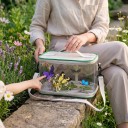 Foldbar gennemsigtig kasse til sommerfugle og insekter 26 x 19 x 19 cm Netlåg med lynlås Håndtag og skulderrem Til opdræt af larver og observation 5