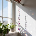 Hængende solfanger 47 cm med regnbuekrystaller Måneder og stjerner med hjerte Krystal dekoration til vindue Rosa pynt til værelset 4