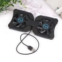 Mini base di raffreddamento per notebook con 2 ventilatori 18 x 8,5 cm Supporto pieghevole a forma di X Alimentazione USB Nera Per lavoro e viaggio 7