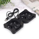 Mini base di raffreddamento per notebook con 2 ventilatori 18 x 8,5 cm Supporto pieghevole a forma di X Alimentazione USB Nera Per lavoro e viaggio 8