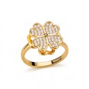 Anillo antiestrés giratorio de trébol de corazones con circonitas Tamaño ajustable Acero inoxidable Joyería femenina de la suerte 1