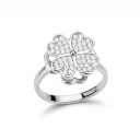 Anillo antiestrés giratorio de trébol de corazones con circonitas Tamaño ajustable Acero inoxidable Joyería femenina de la suerte 2