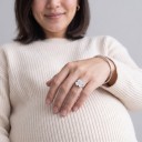 Anillo antiestrés giratorio de trébol de corazones con circonitas Tamaño ajustable Acero inoxidable Joyería femenina de la suerte 6