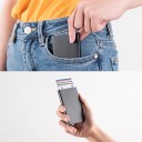 Juego de 3 estuches metálicos retráctiles para tarjetas con protección RFID 10,1 x 6,3 x 0,8 cm Para 5 a 6 tarjetas Cartera delgada 2