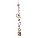 Atrapa de sol colgante de 43 cm con cristales de arcoíris Gran luna estrellas y sol Decoración de cristal para ventana Adorno rosa para habitación 1