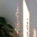 Atrapa de sol colgante de 43 cm con cristales de arcoíris Gran luna estrellas y sol Decoración de cristal para ventana Adorno rosa para habitación 3