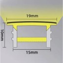 Profilo LED in silicone 15 x 10 mm con bordo curvo nero 19 mm Lunghezza 3 m Flessibile con diffusore Montaggio incassato per striscia LED 2