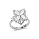 Anillo antiestrés giratorio con flor de circonitas marquesas Tamaño ajustable Acero inoxidable Joyería elegante para dama 2