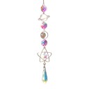 Atrapa de sol colgante de 40 cm con cristales de arcoíris Planeta, luna y estrella con prisma Decoración de cristal para ventana Adorno rosa 1