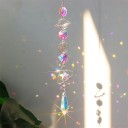 Atrapa de sol colgante de 40 cm con cristales de arcoíris Planeta, luna y estrella con prisma Decoración de cristal para ventana Adorno rosa 3