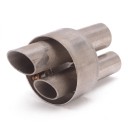 DB Killer Auspuffdämpfer für Motorräder 54,5 mm Zwei Rohre 22 und 19,5 mm Einlage für Endstück Edelstahl Silber Universell Yamaha und BMW 3