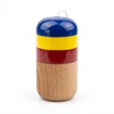 Kendama Kapsle 11 cm Spil med spids og hætte på snor Blå, gul og rød Valnøddetræ Koordinations træning Til børn og voksne 1