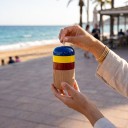 Kendama Kapsle 11 cm Spil med spids og hætte på snor Blå, gul og rød Valnøddetræ Koordinations træning Til børn og voksne 4