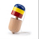 Kendama Kapsle 11 cm Spil med spids og hætte på snor Blå, gul og rød Valnøddetræ Koordinations træning Til børn og voksne 5