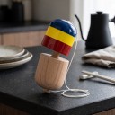 Kendama Kapsle 11 cm Spil med spids og hætte på snor Blå, gul og rød Valnøddetræ Koordinations træning Til børn og voksne 6
