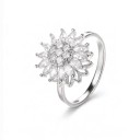 Anillo antiestrés giratorio girasol con circonitas Tamaño ajustable Acero inoxidable Joyería brillante para mujeres para el día a día 2