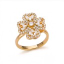 Anillo antiestrés giratorio flor con zircóns baguette Tamaño ajustable Acero inoxidable Joyería de lujo para damas en la noche 1