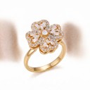 Anillo antiestrés giratorio flor con zircóns baguette Tamaño ajustable Acero inoxidable Joyería de lujo para damas en la noche 5