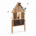 Gran hotel de insectos para clavar 60,5 x 37 x 9 cm Casa de madera para abejas, mariposas y mariquitas 6 compartimentos Bambú, piñas 1