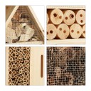 Gran hotel de insectos para clavar 60,5 x 37 x 9 cm Casa de madera para abejas, mariposas y mariquitas 6 compartimentos Bambú, piñas 5