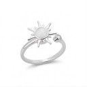 Anillo antiestrés giratorio sol con centro de nácar Tamaño ajustable Acero inoxidable Joyería minimalista para mujer 2