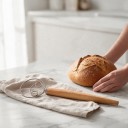 Deense deegklopper 32,8 cm met twee binnenlussen RVS draad en houten handvat Voor het mengen van zuurdesem en pizzadeeg 4