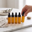 10 glazen flesjes met pipet 5 ml 6,3 x 1,6 cm Bruin amberglas Navulbare flesjes voor essentiële oliën en parfums 10