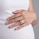 Anillo antiestrés giratorio en forma de veleta con circonitas Tamaño ajustable Acero inoxidable Color dorado Joyería femenina divertida 5