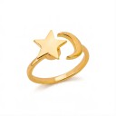 Anillo antiestrés giratorio estrella y luna Tamaño ajustable Acero inoxidable Joyería minimalista para mujeres para el día a día 1