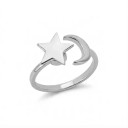 Anillo antiestrés giratorio estrella y luna Tamaño ajustable Acero inoxidable Joyería minimalista para mujeres para el día a día 2