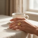 Anillo antiestrés giratorio estrella y luna Tamaño ajustable Acero inoxidable Joyería minimalista para mujeres para el día a día 3