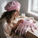 Čelenka s natáčkami bez tepla Chobotnice 50 x 29 cm S noční čepicí 30 cm Měkké pěnové natáčky Kulma bez ohřevu Růžová Pro dlouhé vlasy 5